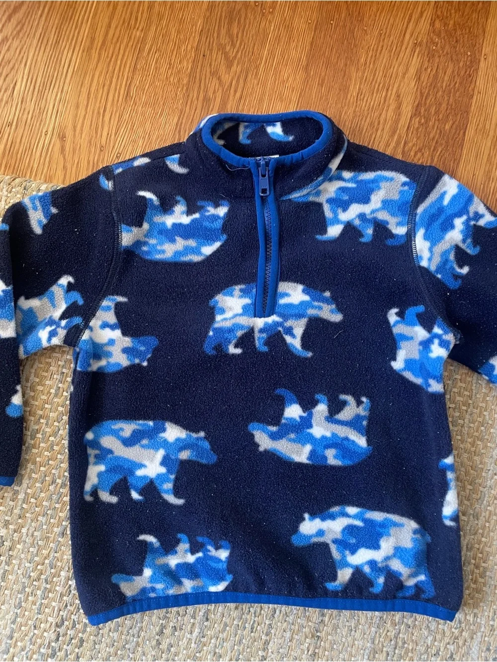 Gymboree Navy Fleece Pullover with Blue Camouflage Bear Motif